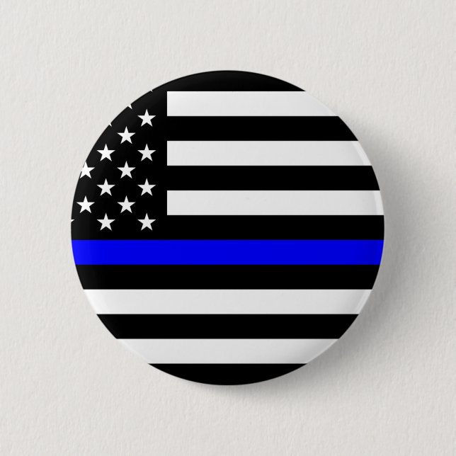 - US Flag Police Thin Blue Line 6 Cm Round Badge (Front)