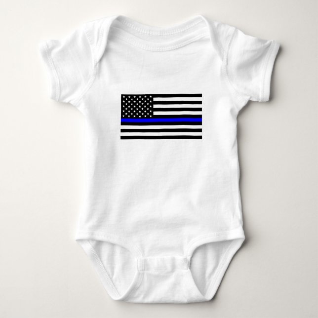 - US Flag Police Thin Blue Line Baby Bodysuit (Front)
