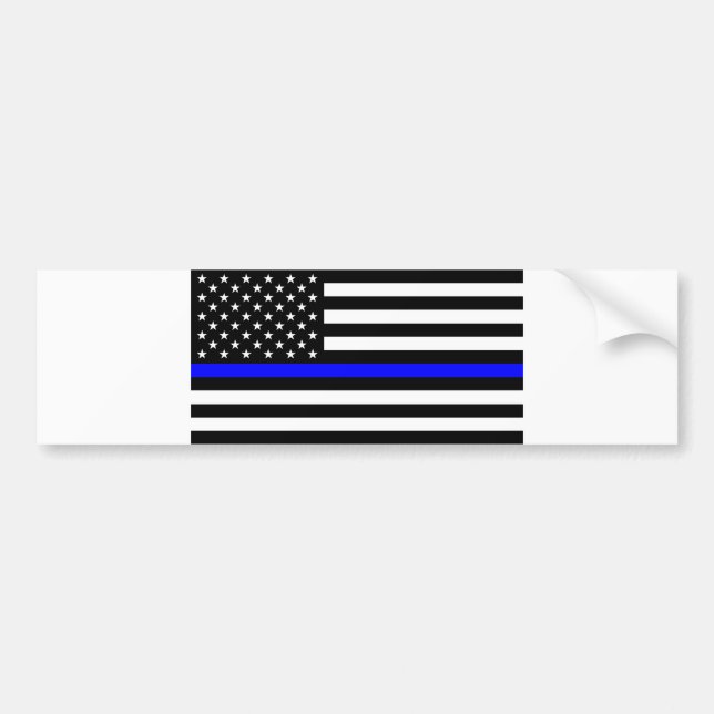 - US Flag Police Thin Blue Line Bumper Sticker (Front)