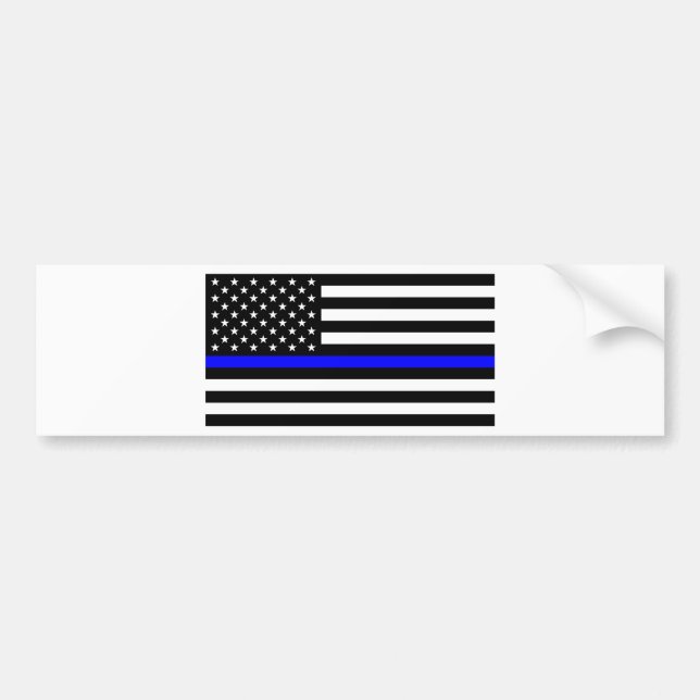 - US Flag Police Thin Blue Line Bumper Sticker (Front)