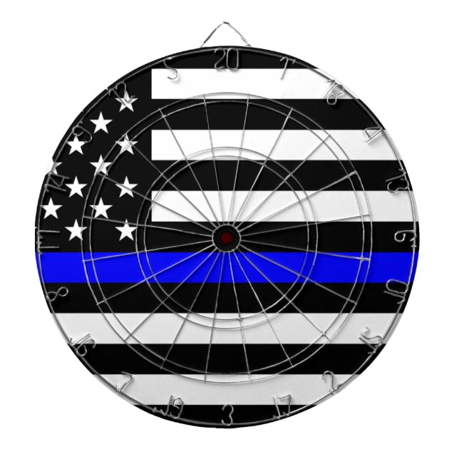 - US Flag Police Thin Blue Line Dartboard (Front)