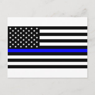 - US Flag Police Thin Blue Line Postcard