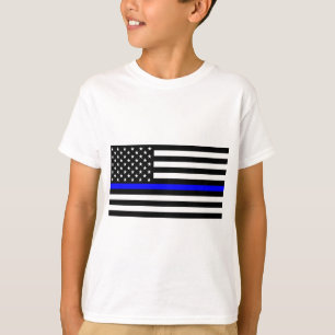 - US Flag Police Thin Blue Line T-Shirt