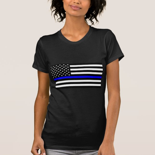 - US Flag Police Thin Blue Line T-Shirt (Front)