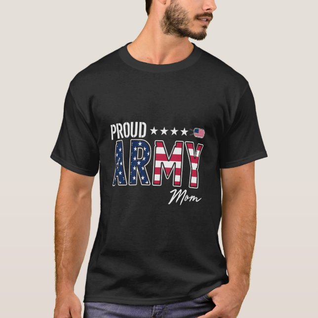Us Flag Proud Army Mum T-Shirt (Front)
