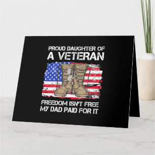 Us Flag Proud Daughter Of A Veteran US Military Ve Card
