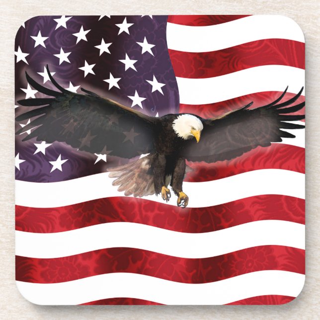US Flag Proud Eagle Clipboard Mouse Pad Coaster (Front)