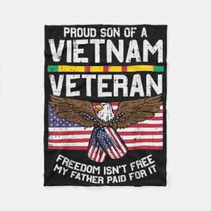 Us Flag Proud Son Vietnam Veteran Memorial Day Pat Fleece Blanket