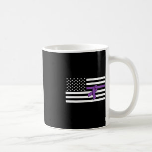 US Flag Purple Ribbon Pancreatic Cancer Awareness Coffee Mug