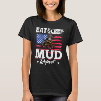 US Flag Quad ATV Eat sleep mud reapeat T-Shirt