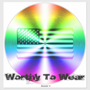 US Flag Rainbow Shield - Worthy To Wear