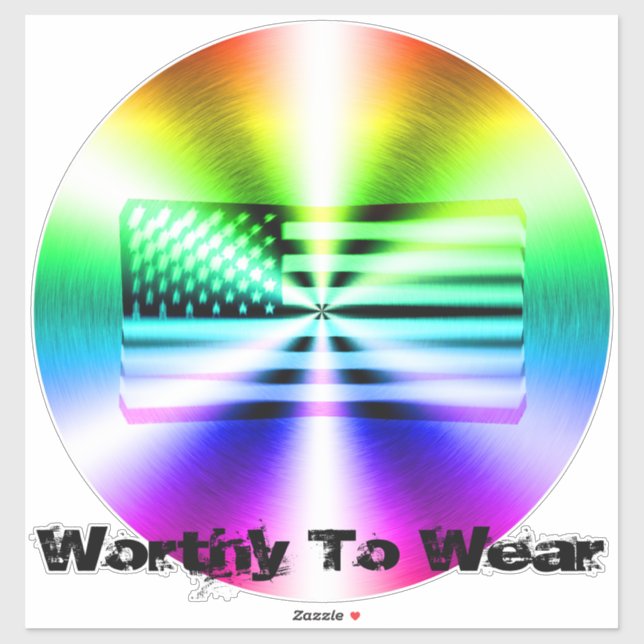US Flag Rainbow Shield - Worthy To Wear (Sheet)
