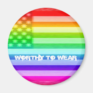 US Flag Rainbow - Worthy To Wear Magnet