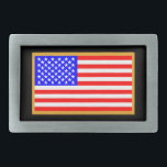 US Flag Rectangular Belt Buckle<br><div class="desc">US Flag with blue to the left</div>