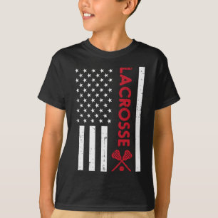 Us Flag Red Lacrosse Vintage Lax Patriotic Men Wom T-Shirt