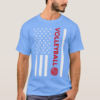 US Flag Red Volleyball Vintage Patriotic Men Women T-Shirt