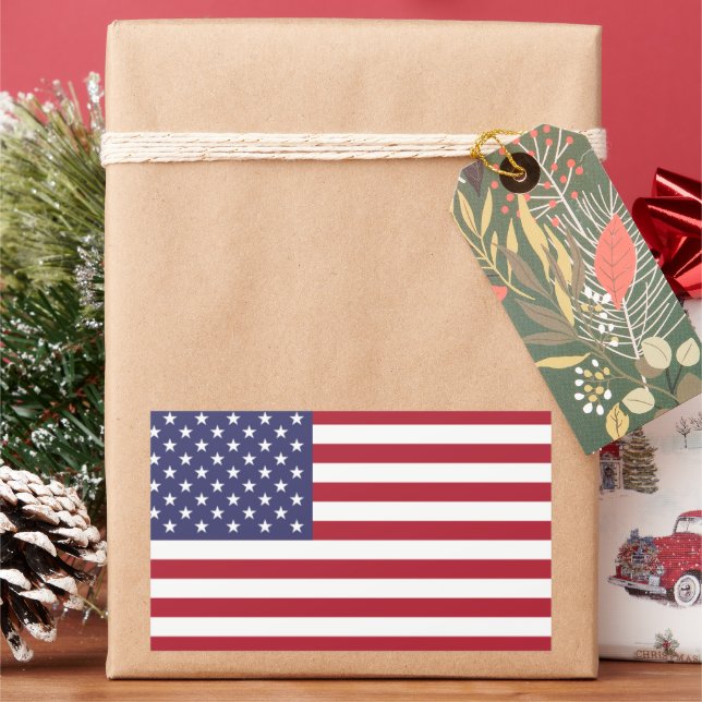 US flag red white and blue July 4th patriotic Rectangular Sticker (Holiday)