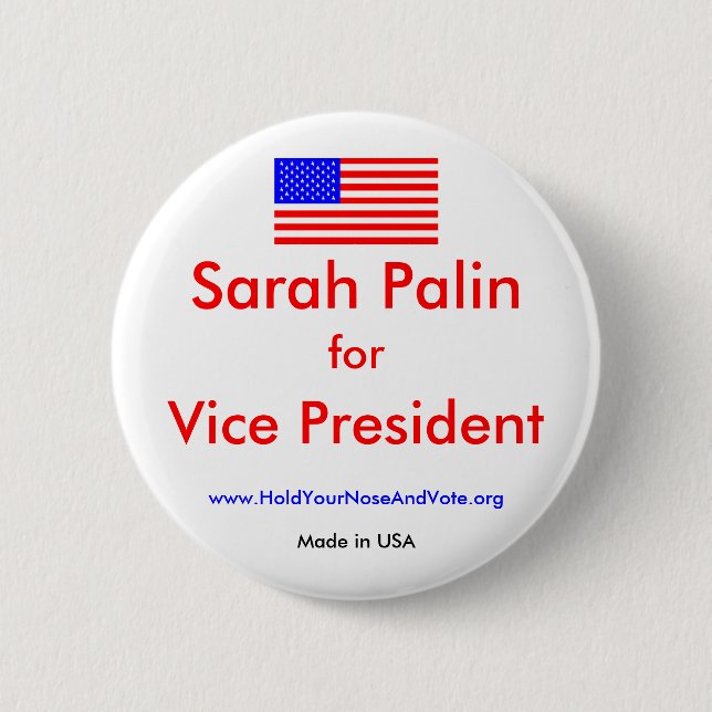 us-flag, Sarah Palin, for, Vice Pr... - Customised 6 Cm Round Badge (Front)