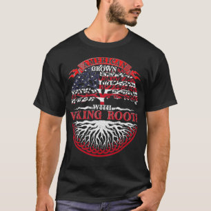 US Flag Scandinavian American Grown With Viking Ro T-Shirt