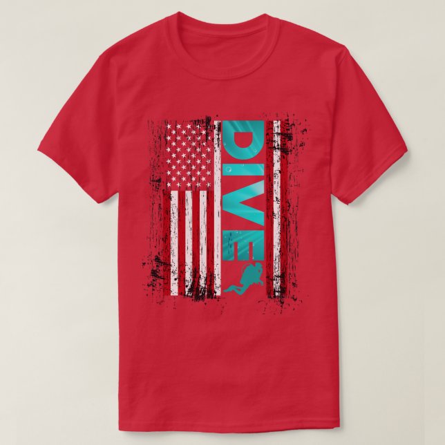 US Flag Scuba Diving T-Shirt (Design Front)