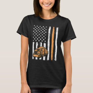 Us Flag Semi Truck Driver 18 Wheeler Trucker Men H T-Shirt