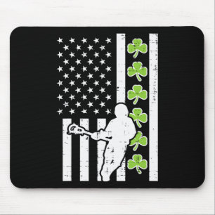Us Flag Shamrock Lacrosse Vintage Lax St Patrick D Mouse Mat