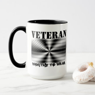 US Flag Shield - Veteran - Worthy To Wear Mug