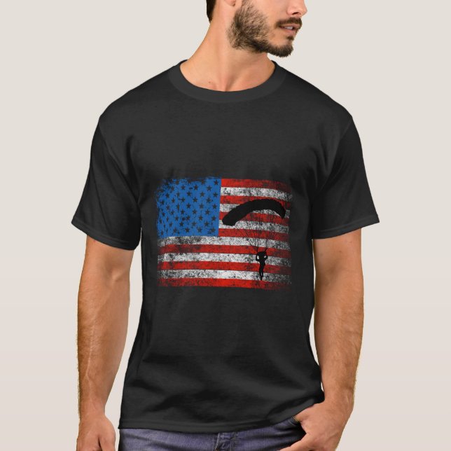Us Flag Skydiving Hoodie Patriotic American Parach T-Shirt (Front)