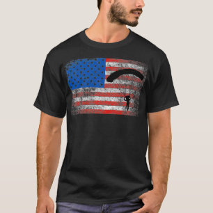 US Flag Skydiving Patriotic American Parachute Sky T-Shirt