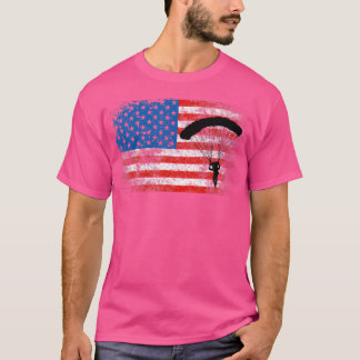 Us Flag Skydiving Patriotic American Parachute T-Shirt