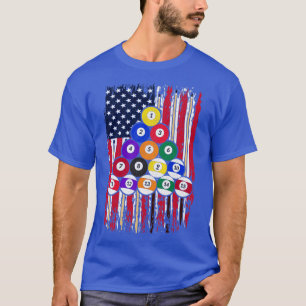US Flag Snooker Player American Pool Billiard T-Shirt