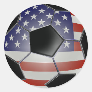 US Flag Soccer Ball Classic Round Sticker