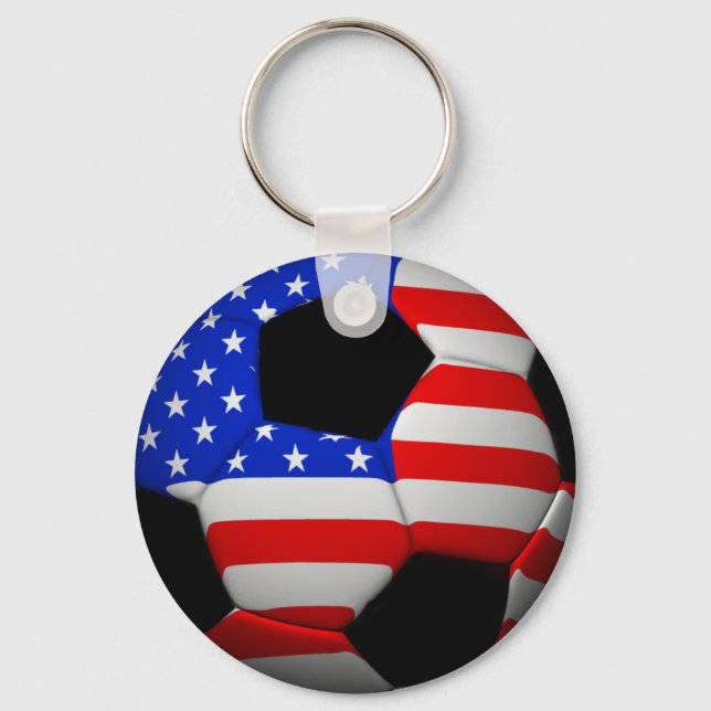US Flag Soccer Ball Key Ring (Front)
