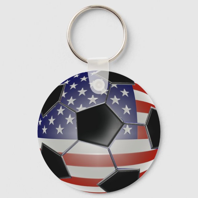 US Flag Soccer Ball Key Ring (Front)