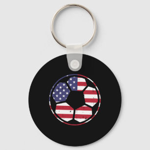 Us Flag Soccer Ll Vintage Footll 4th Of July Patri Key Ring
