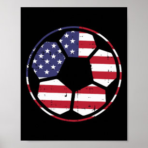 Us Flag Soccer Ll Vintage Footll 4th Of July Patri Poster