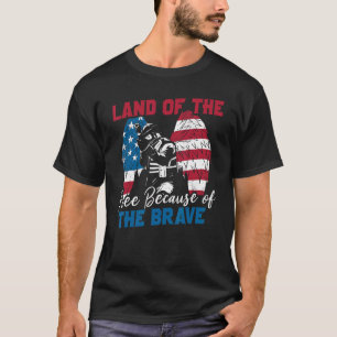 Us Flag Sodlier Eagle Land Of The Free Because Of T-Shirt