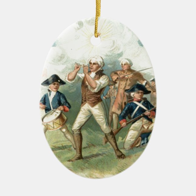 US Flag Spirit of 76 Soldier Drummer Boy Ceramic Tree Decoration (Front)