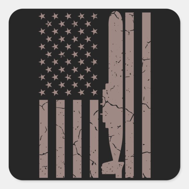 US FLAG SUBMARINE VETERAN American Veteran Gift Square Sticker (Front)