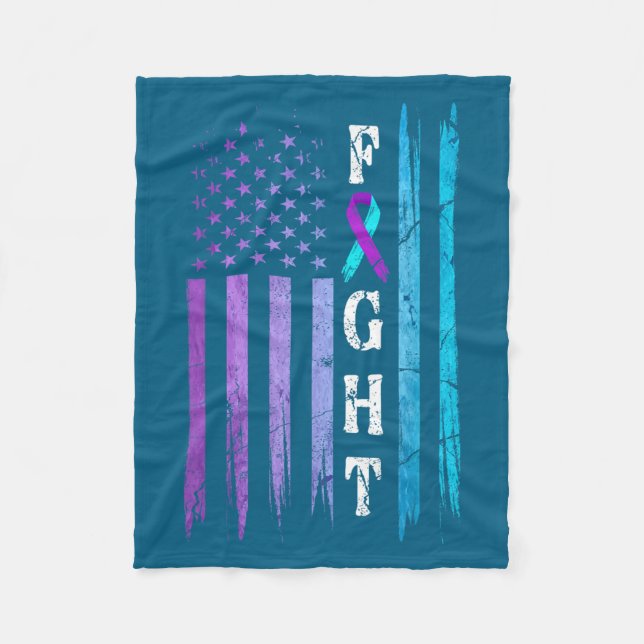 Us Flag Suicide Prevention Awareness Fight Wear Pu Fleece Blanket (Front)