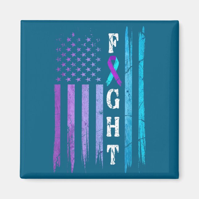 Us Flag Suicide Prevention Awareness Fight Wear Pu Magnet (Front)