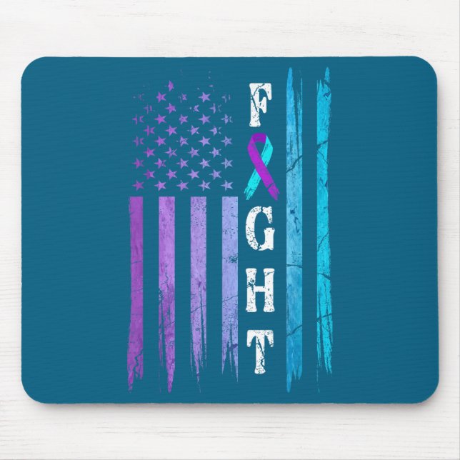 Us Flag Suicide Prevention Awareness Fight Wear Pu Mouse Mat (Front)