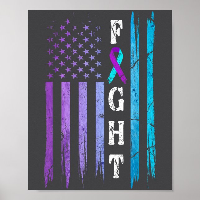 Us Flag Suicide Prevention Awareness Fight Wear Pu Poster (Front)
