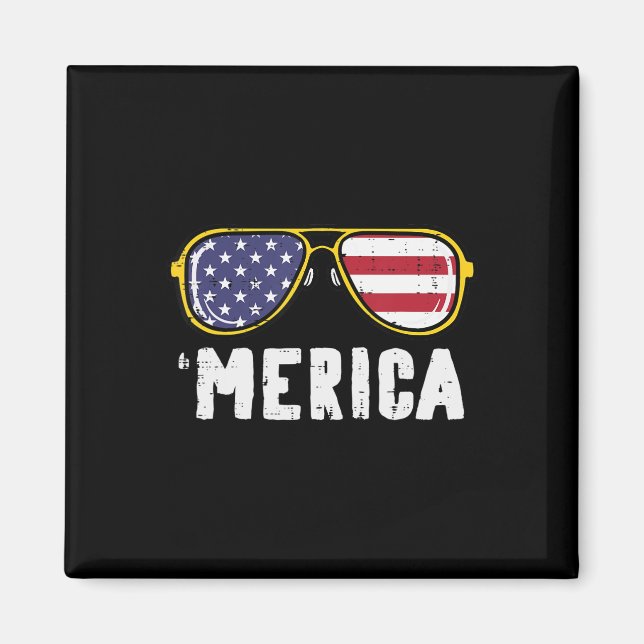 US Flag Sunglass Merica Memorial Day Patriot Men W Magnet (Front)
