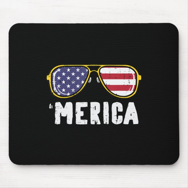US Flag Sunglass Merica Memorial Day Patriot Men W Mouse Mat (Front)