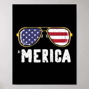 US Flag Sunglass Merica Memorial Day Patriot Men W Poster