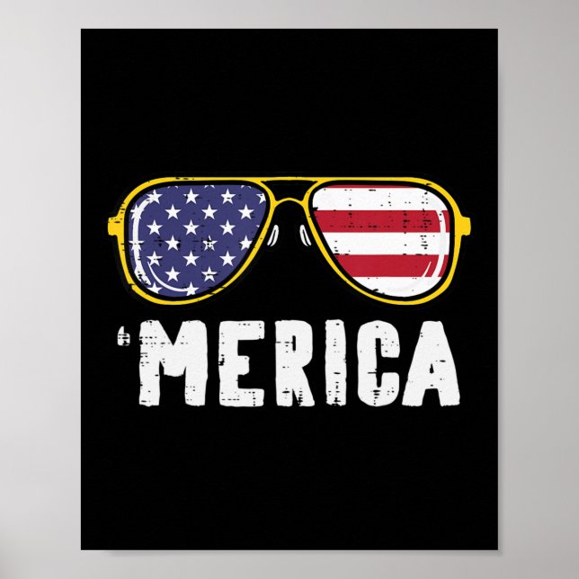 US Flag Sunglass Merica Memorial Day Patriot Men W Poster (Front)