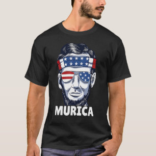 Us Flag Sunglasses Abraham Lincoln Murica Usa T-Shirt
