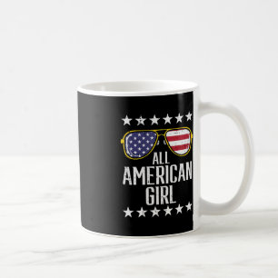 US Flag Sunglasses American All Girl Memorial Day  Coffee Mug