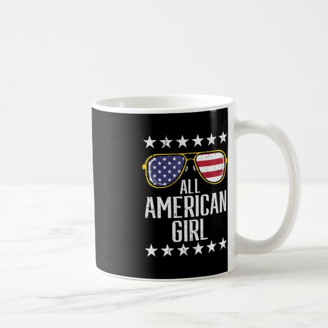 US Flag Sunglasses American All Girl Memorial Day  Coffee Mug (Right)